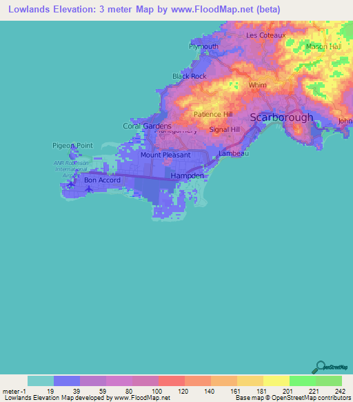 Lowlands,Trinidad and Tobago Elevation Map
