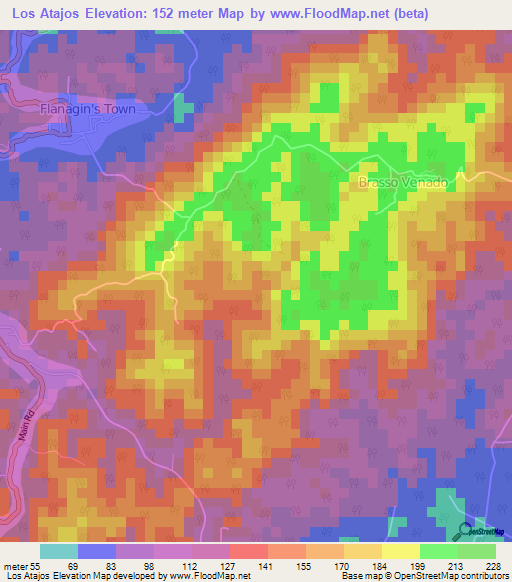 Los Atajos,Trinidad and Tobago Elevation Map