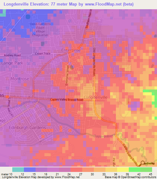 Longdenville,Trinidad and Tobago Elevation Map