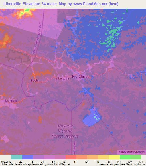 Libertville,Trinidad and Tobago Elevation Map