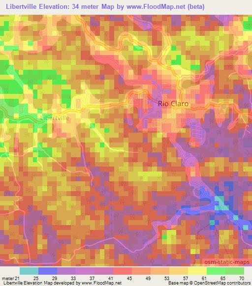 Libertville,Trinidad and Tobago Elevation Map