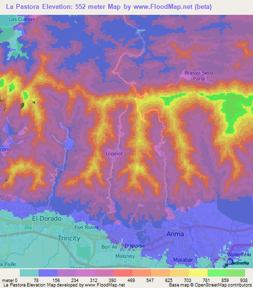 La Pastora,Trinidad and Tobago Elevation Map