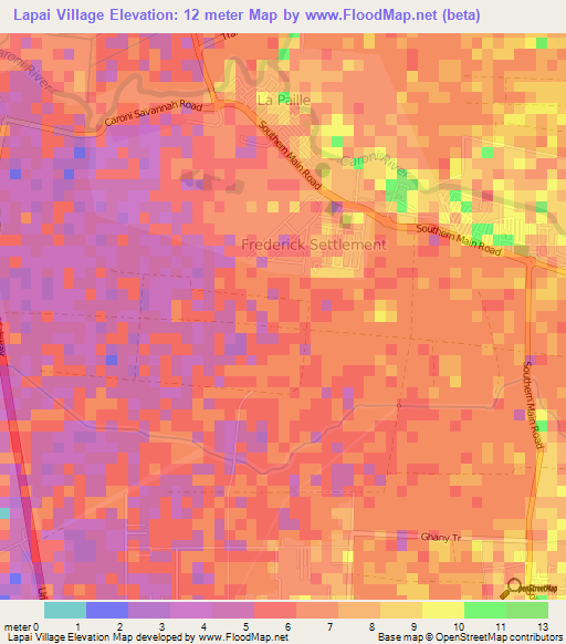 Lapai Village,Trinidad and Tobago Elevation Map