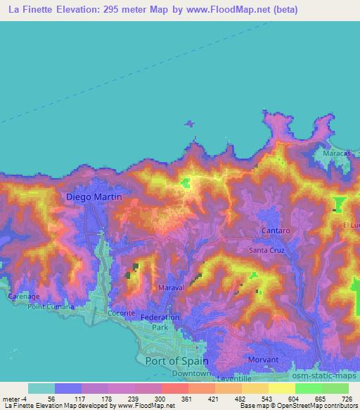 La Finette,Trinidad and Tobago Elevation Map
