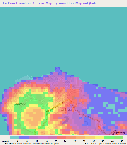 La Brea,Trinidad and Tobago Elevation Map