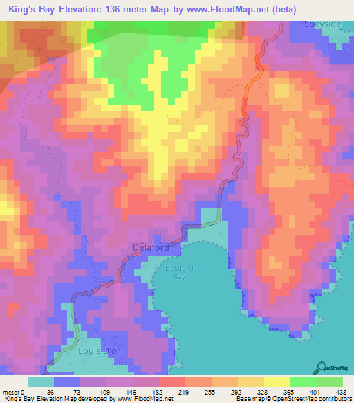 King's Bay,Trinidad and Tobago Elevation Map