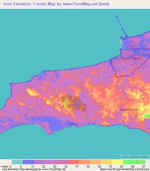 Irois,Trinidad and Tobago Elevation Map