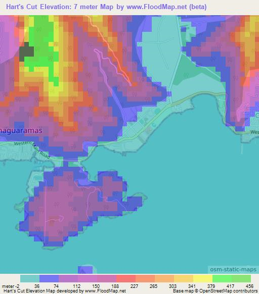 Hart's Cut,Trinidad and Tobago Elevation Map