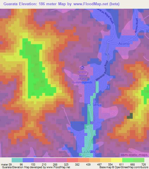 Guarata,Trinidad and Tobago Elevation Map