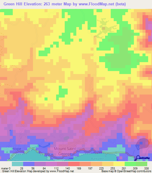 Green Hill,Trinidad and Tobago Elevation Map