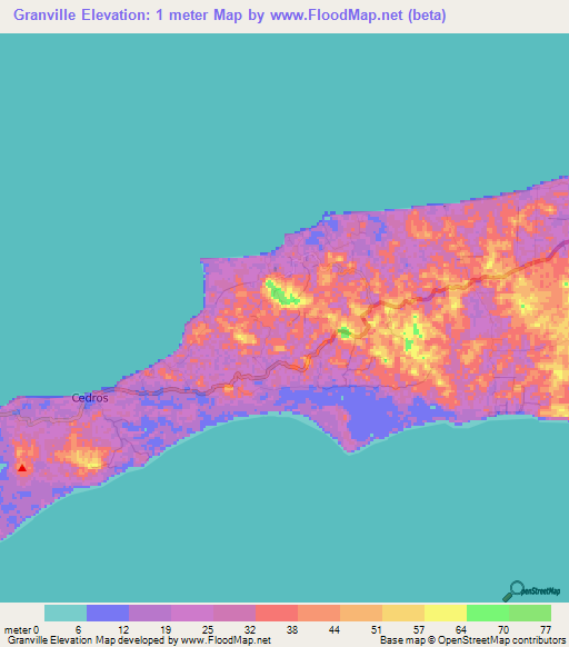 Granville,Trinidad and Tobago Elevation Map