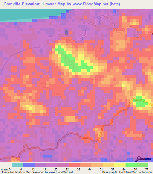 Granville,Trinidad and Tobago Elevation Map