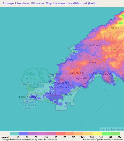 Grange,Trinidad and Tobago Elevation Map