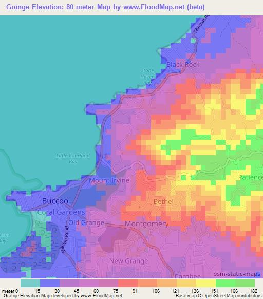 Grange,Trinidad and Tobago Elevation Map