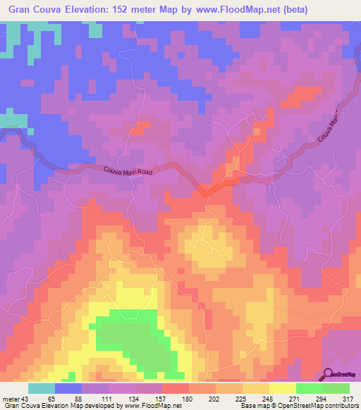Gran Couva,Trinidad and Tobago Elevation Map