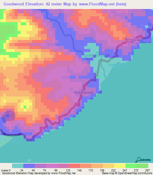 Goodwood,Trinidad and Tobago Elevation Map