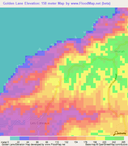 Golden Lane,Trinidad and Tobago Elevation Map