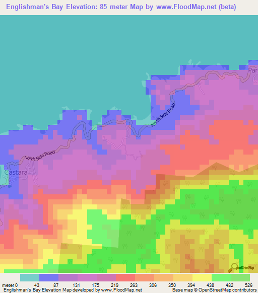 Englishman's Bay,Trinidad and Tobago Elevation Map
