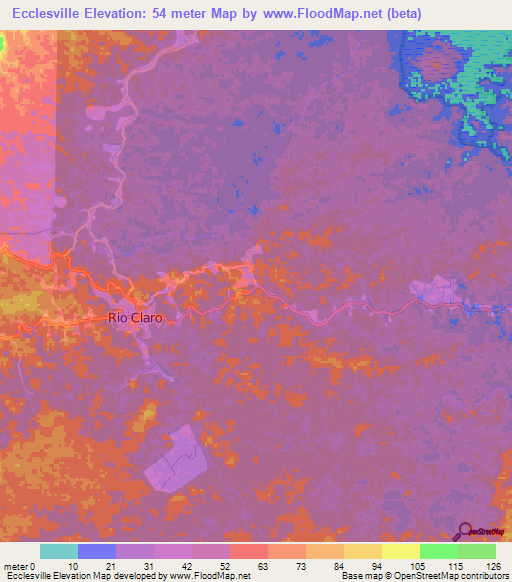 Ecclesville,Trinidad and Tobago Elevation Map