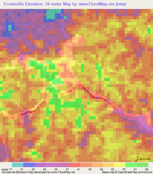Ecclesville,Trinidad and Tobago Elevation Map