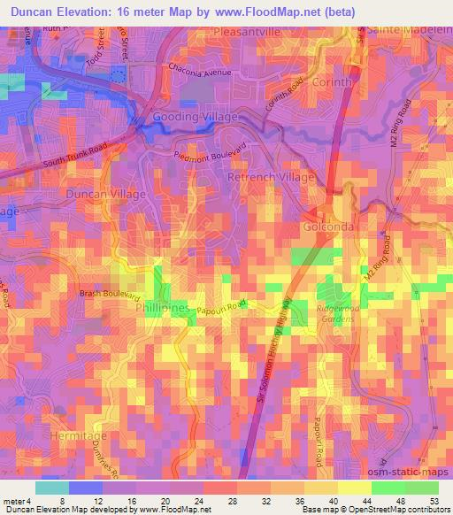 Duncan,Trinidad and Tobago Elevation Map