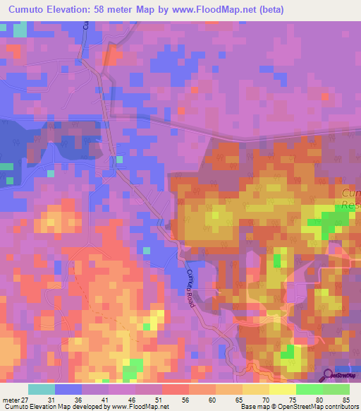 Cumuto,Trinidad and Tobago Elevation Map