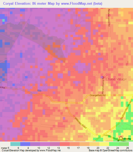 Coryal,Trinidad and Tobago Elevation Map