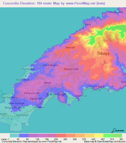 Concordia,Trinidad and Tobago Elevation Map