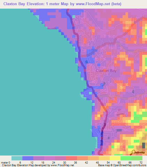 Claxton Bay,Trinidad and Tobago Elevation Map