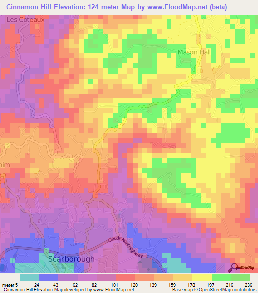 Cinnamon Hill,Trinidad and Tobago Elevation Map