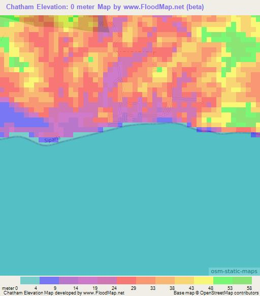 Chatham,Trinidad and Tobago Elevation Map
