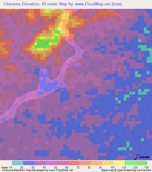 Charuma,Trinidad and Tobago Elevation Map