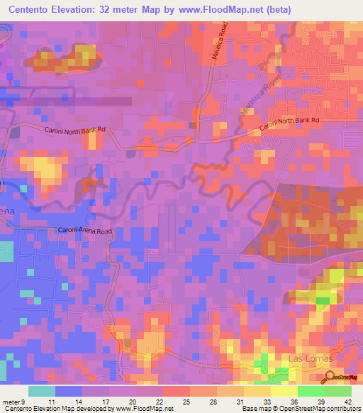 Centento,Trinidad and Tobago Elevation Map