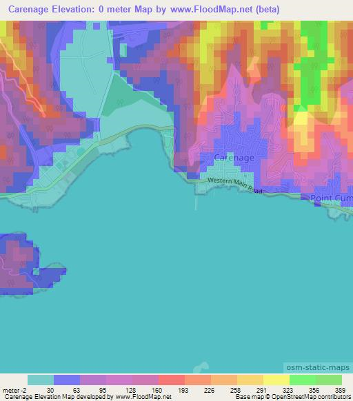 Carenage,Trinidad and Tobago Elevation Map