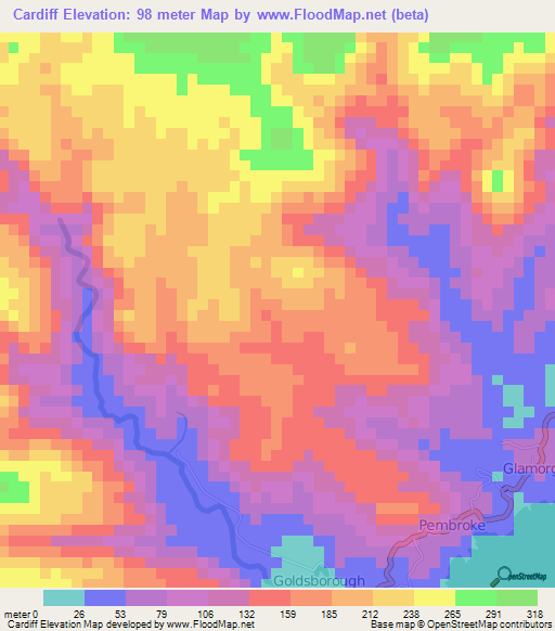 Cardiff,Trinidad and Tobago Elevation Map