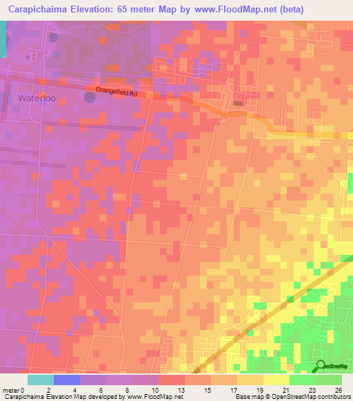 Carapichaima,Trinidad and Tobago Elevation Map