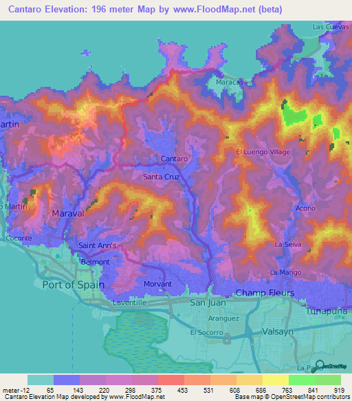 Cantaro,Trinidad and Tobago Elevation Map