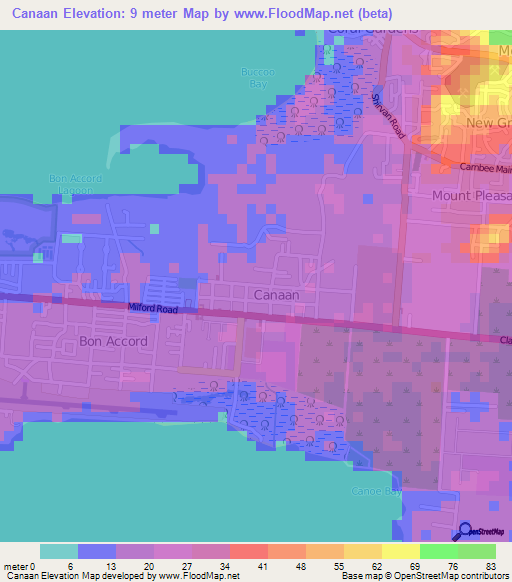 Canaan,Trinidad and Tobago Elevation Map