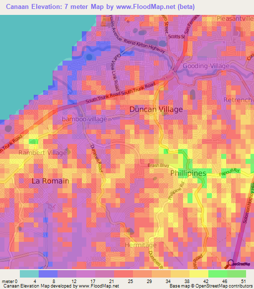 Canaan,Trinidad and Tobago Elevation Map