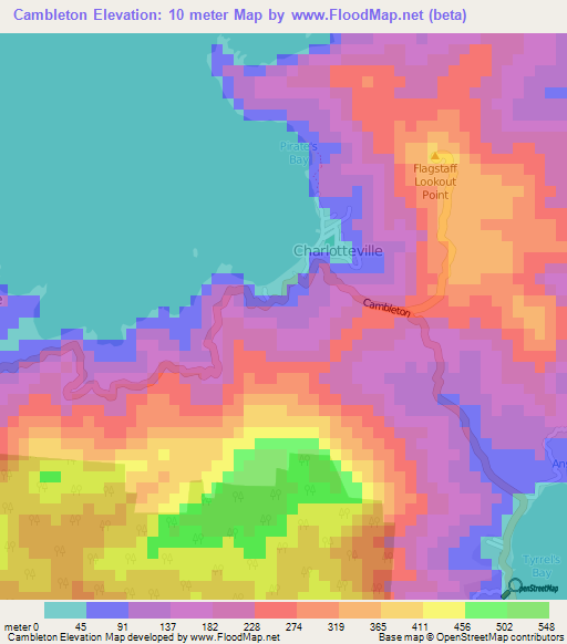 Cambleton,Trinidad and Tobago Elevation Map