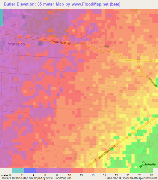 Butler,Trinidad and Tobago Elevation Map