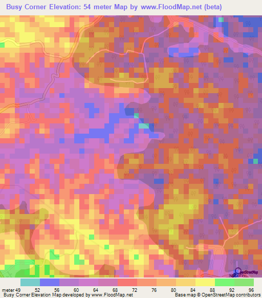 Busy Corner,Trinidad and Tobago Elevation Map
