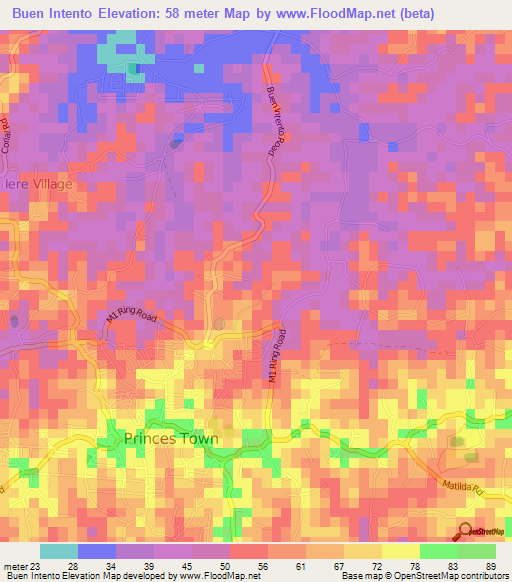 Buen Intento,Trinidad and Tobago Elevation Map
