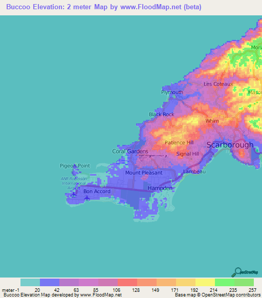 Buccoo,Trinidad and Tobago Elevation Map