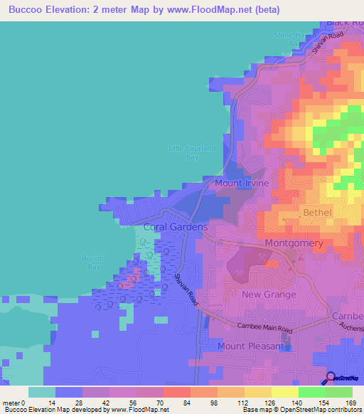 Buccoo,Trinidad and Tobago Elevation Map