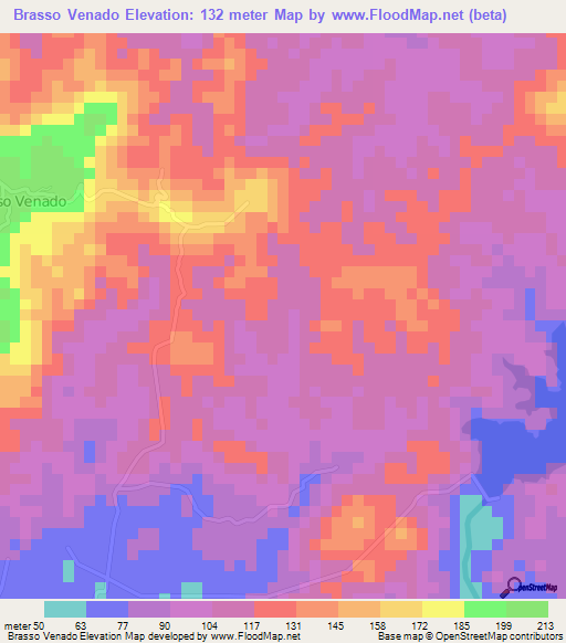 Brasso Venado,Trinidad and Tobago Elevation Map