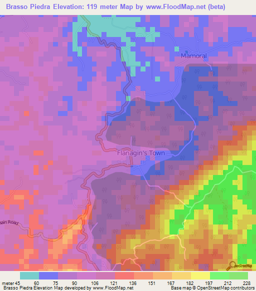 Brasso Piedra,Trinidad and Tobago Elevation Map