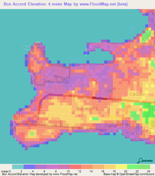Bon Accord,Trinidad and Tobago Elevation Map