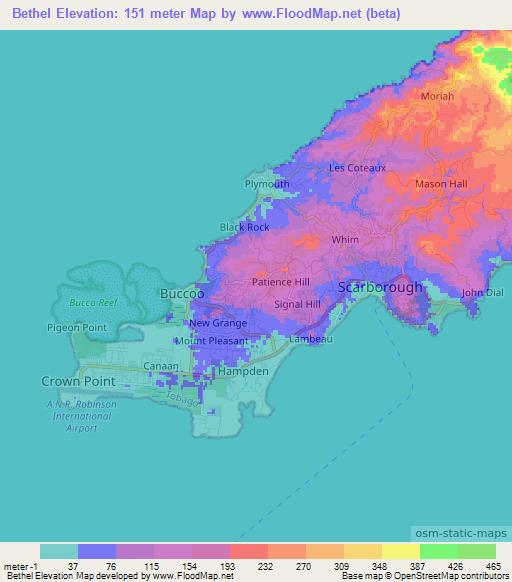 Bethel,Trinidad and Tobago Elevation Map