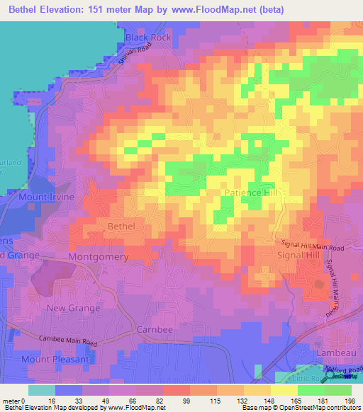 Bethel,Trinidad and Tobago Elevation Map